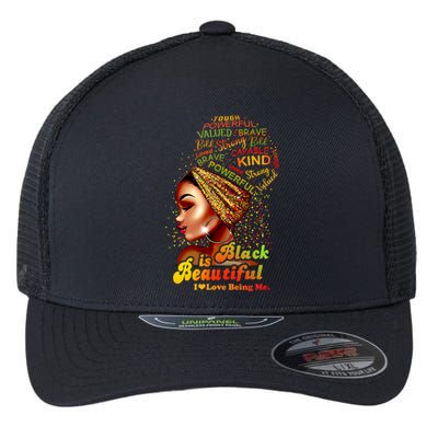 Black Is Beautiful I Love Being Me Black Gift Flexfit Unipanel Trucker Cap