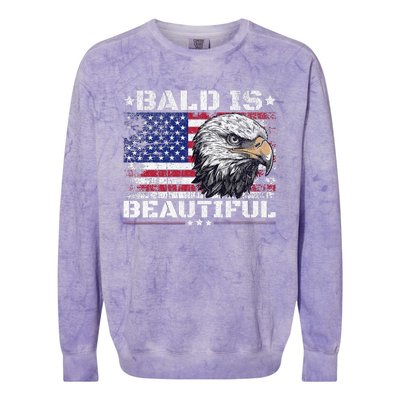 Bald Is Beautiful 4th Of July Independence Day America Eagle Colorblast Crewneck Sweatshirt