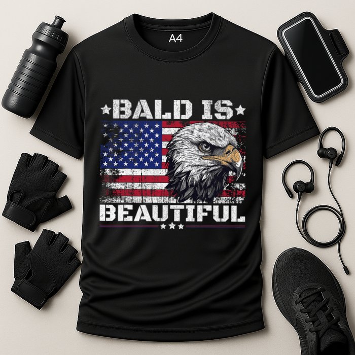 Bald Is Beautiful 4th Of July Independence Day America Eagle Cooling Performance Crew T-Shirt