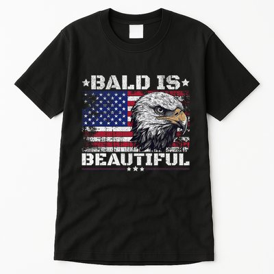 Bald Is Beautiful 4th Of July Independence Day America Eagle Tall T-Shirt