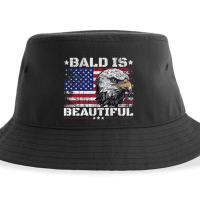 Bald Is Beautiful 4th Of July Independence Day America Eagle Sustainable Bucket Hat