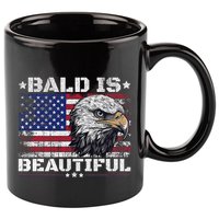 Bald Is Beautiful 4th Of July Independence Day America Eagle 11oz C Handle Ceramic Mug