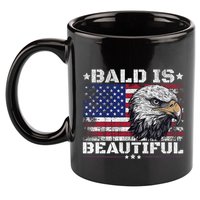 Bald Is Beautiful 4th Of July Independence Day America Eagle 11oz C Handle Ceramic Mug