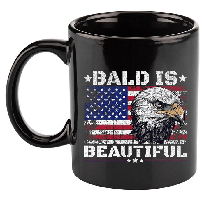 Bald Is Beautiful 4th Of July Independence Day America Eagle 11oz C Handle Ceramic Mug