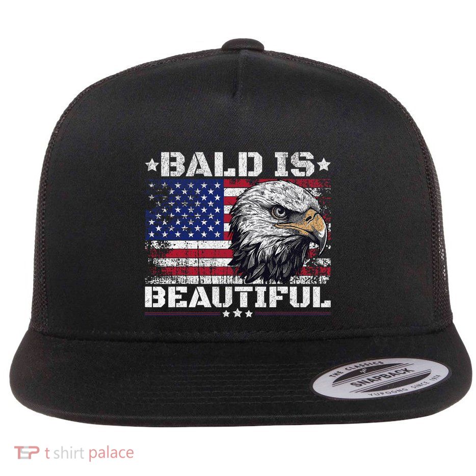 Bald Is Beautiful 4th Of July Independence Day America Eagle Flatbill Hat