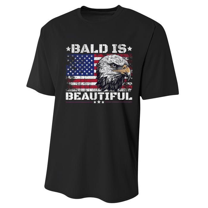 Bald Is Beautiful 4th Of July Independence Day America Eagle Performance Sprint T-Shirt