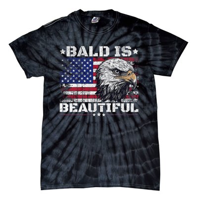 Bald Is Beautiful 4th Of July Independence Day America Eagle Tie-Dye T-Shirt