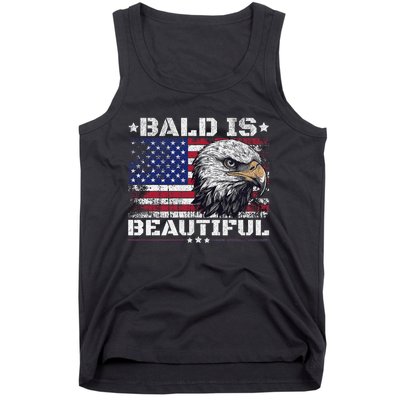 Bald Is Beautiful 4th Of July Independence Day America Eagle Tank Top