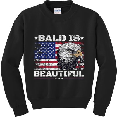 Bald Is Beautiful 4th Of July Independence Day America Eagle Kids Sweatshirt