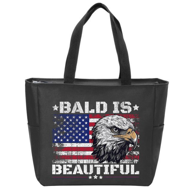 Bald Is Beautiful 4th Of July Independence Day America Eagle Zip Tote Bag