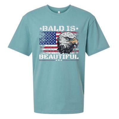 Bald Is Beautiful 4th Of July Independence Day America Eagle Sueded Cloud Jersey T-Shirt