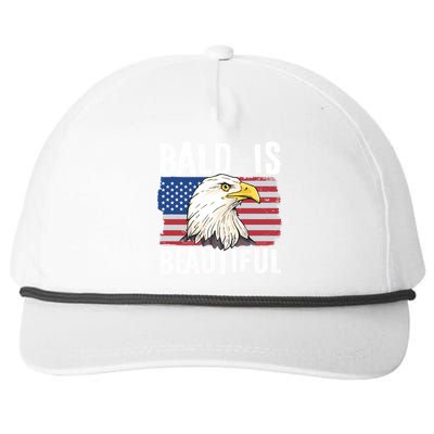 Bald Is Beautiful 4th Of July Independence Day Bald Eagle Snapback Five-Panel Rope Hat