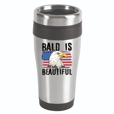 Bald Is Beautiful 4th Of July Independence Day Bald Eagle 16oz Travel Tumbler