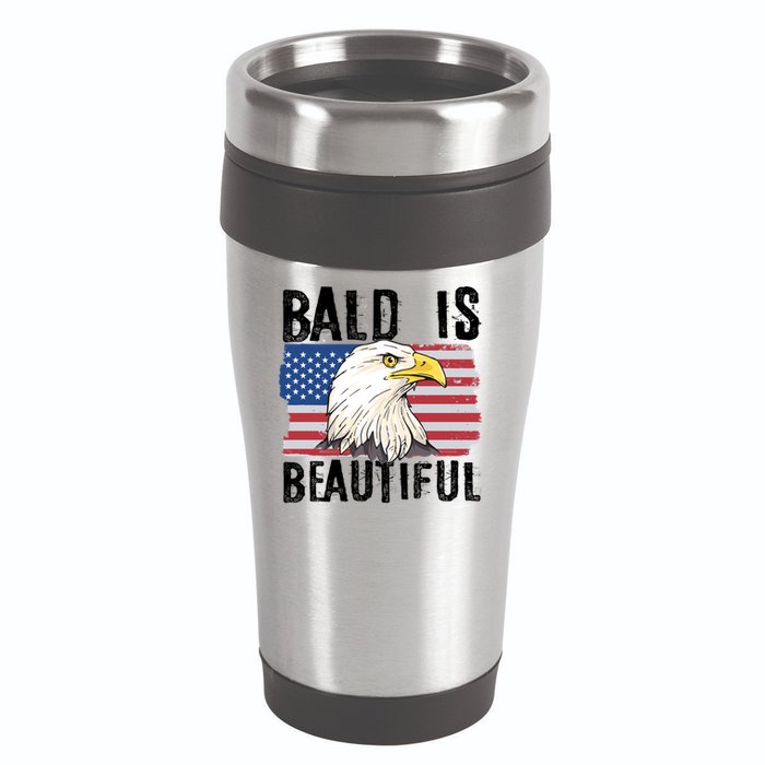 Bald Is Beautiful 4th Of July Independence Day Bald Eagle 16oz Travel Tumbler
