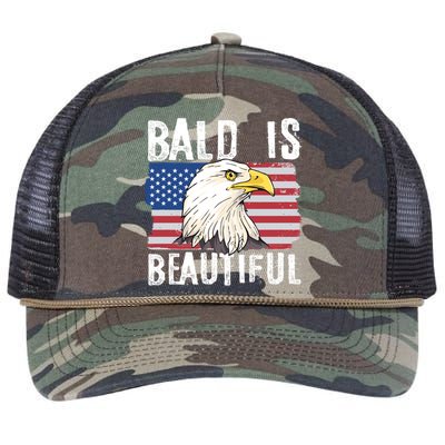 Bald Is Beautiful 4th Of July Independence Day Bald Eagle Retro Rope Trucker Hat Cap