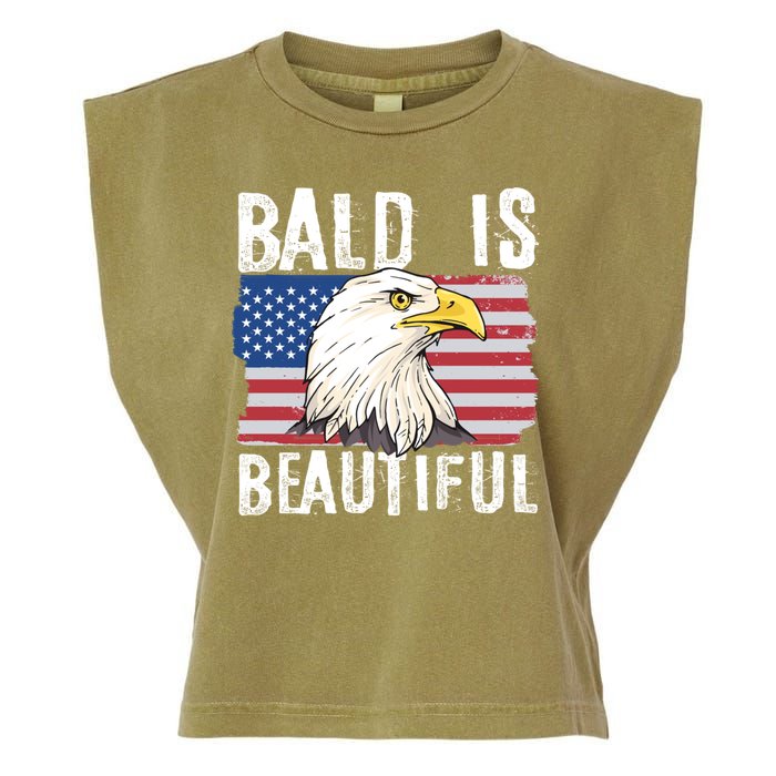 Bald Is Beautiful 4th Of July Independence Day Bald Eagle Garment-Dyed Women's Muscle Tee