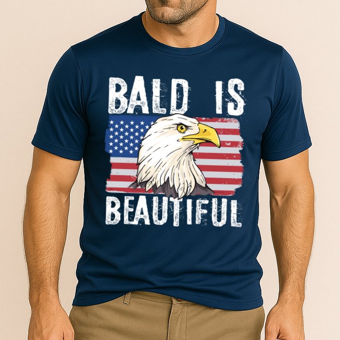 Bald Is Beautiful 4th Of July Independence Day Bald Eagle Cooling Performance Crew T-Shirt