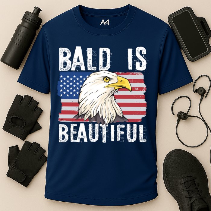 Bald Is Beautiful 4th Of July Independence Day Bald Eagle Cooling Performance Crew T-Shirt