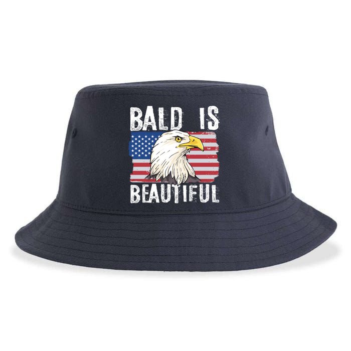 Bald Is Beautiful 4th Of July Independence Day Bald Eagle Sustainable Bucket Hat