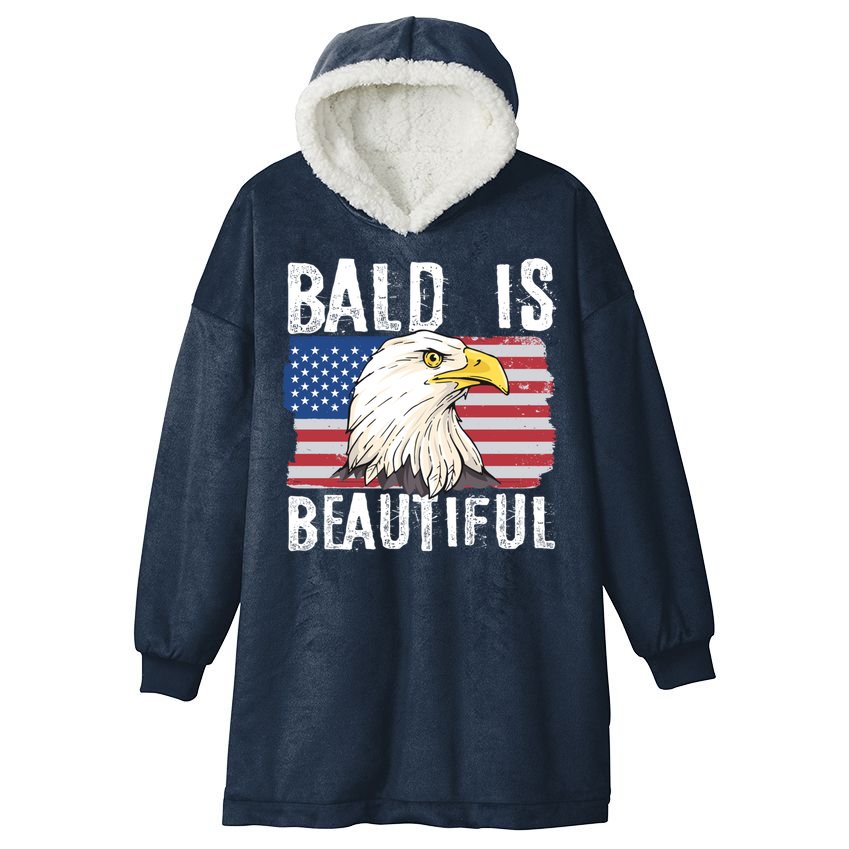 Bald Is Beautiful 4th Of July Independence Day Bald Eagle Hooded Wearable Blanket
