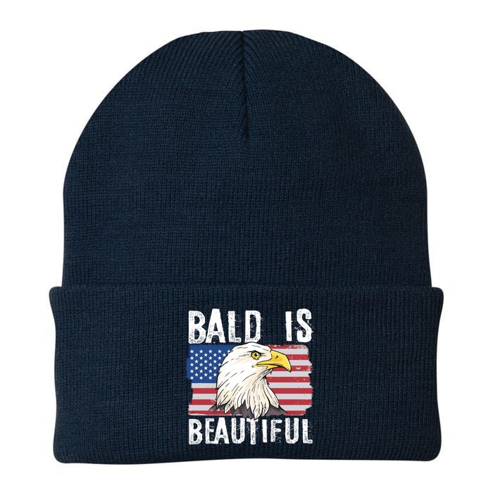 Bald Is Beautiful 4th Of July Independence Day Bald Eagle Knit Cap Winter Beanie