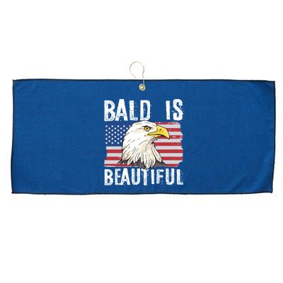 Bald Is Beautiful 4th Of July Independence Day Bald Eagle Large Microfiber Waffle Golf Towel