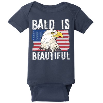 Bald Is Beautiful 4th Of July Independence Day Bald Eagle Baby Bodysuit