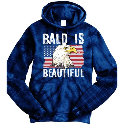 Bald Is Beautiful 4th Of July Independence Day Bald Eagle Tie Dye Hoodie