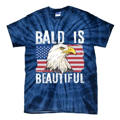 Bald Is Beautiful 4th Of July Independence Day Bald Eagle Tie-Dye T-Shirt