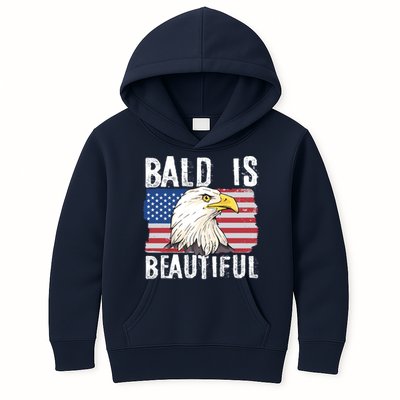 Bald Is Beautiful 4th Of July Independence Day Bald Eagle Kids Hoodie