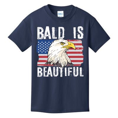 Bald Is Beautiful 4th Of July Independence Day Bald Eagle Kids T-Shirt