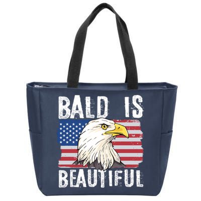 Bald Is Beautiful 4th Of July Independence Day Bald Eagle Zip Tote Bag