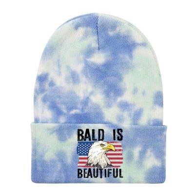 Bald Is Beautiful 4th Of July Independence Day Bald Eagle Tie Dye 12in Knit Beanie