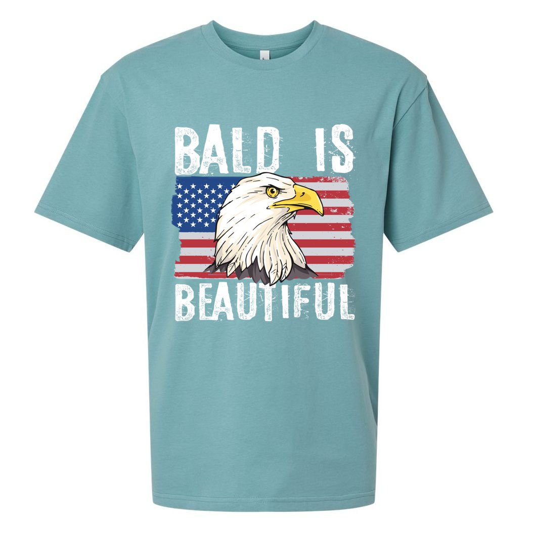 Bald Is Beautiful 4th Of July Independence Day Bald Eagle Sueded Cloud Jersey T-Shirt