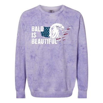 Bald Is Beautiful 4th Of July Independence Day Bald Eagle Colorblast Crewneck Sweatshirt