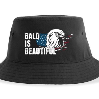 Bald Is Beautiful 4th Of July Independence Day Bald Eagle Sustainable Bucket Hat