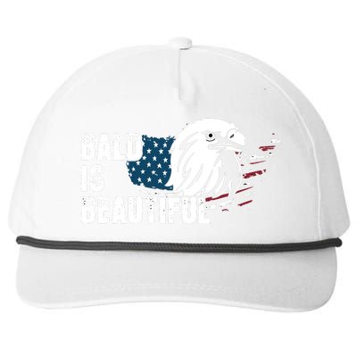 Bald Is Beautiful 4th Of July Independence Day Bald Eagle Snapback Five-Panel Rope Hat