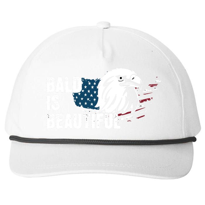 Bald Is Beautiful 4th Of July Independence Day Bald Eagle Snapback Five-Panel Rope Hat