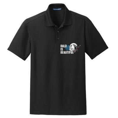 Bald Is Beautiful 4th Of July Independence Day Bald Eagle Dry Zone Grid Polo