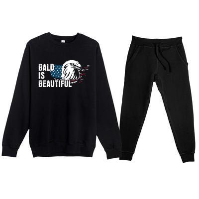 Bald Is Beautiful 4th Of July Independence Day Bald Eagle Premium Crewneck Sweatsuit Set