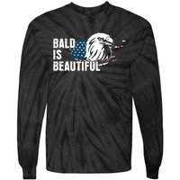 Bald Is Beautiful 4th Of July Independence Day Bald Eagle Tie-Dye Long Sleeve Shirt