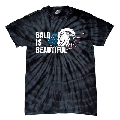 Bald Is Beautiful 4th Of July Independence Day Bald Eagle Tie-Dye T-Shirt