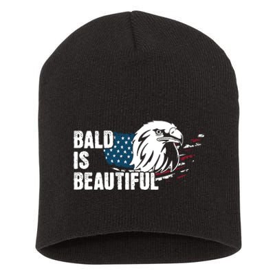 Bald Is Beautiful 4th Of July Independence Day Bald Eagle Short Acrylic Beanie