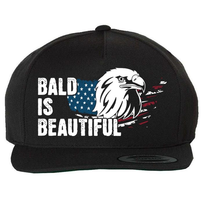 Bald Is Beautiful 4th Of July Independence Day Bald Eagle Wool Snapback Cap