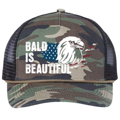 Bald Is Beautiful 4th Of July Independence Day Bald Eagle Retro Rope Trucker Hat Cap