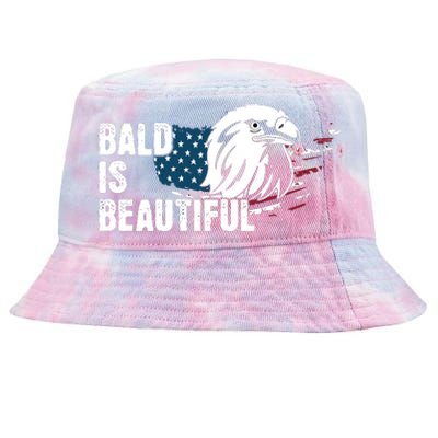 Bald Is Beautiful 4th Of July Independence Day Bald Eagle Tie-Dyed Bucket Hat