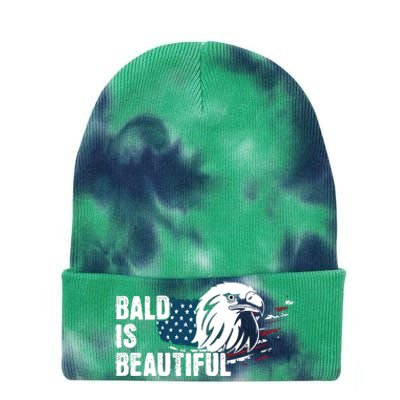 Bald Is Beautiful 4th Of July Independence Day Bald Eagle Tie Dye 12in Knit Beanie