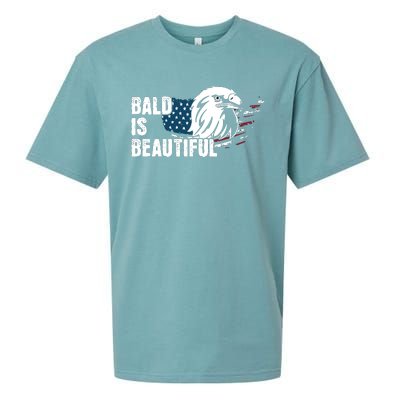 Bald Is Beautiful 4th Of July Independence Day Bald Eagle Sueded Cloud Jersey T-Shirt