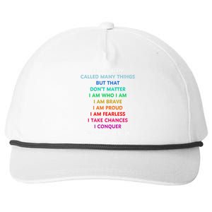 Because I Believe In Me Rainbow Mantra Snapback Five-Panel Rope Hat