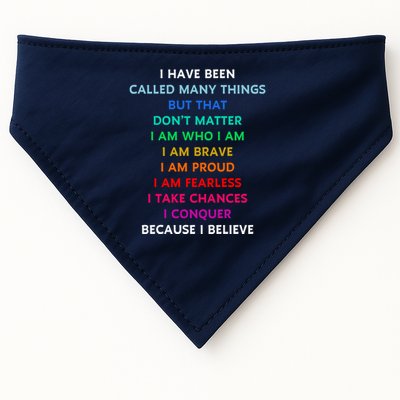 Because I Believe In Me Rainbow Mantra USA-Made Doggie Bandana